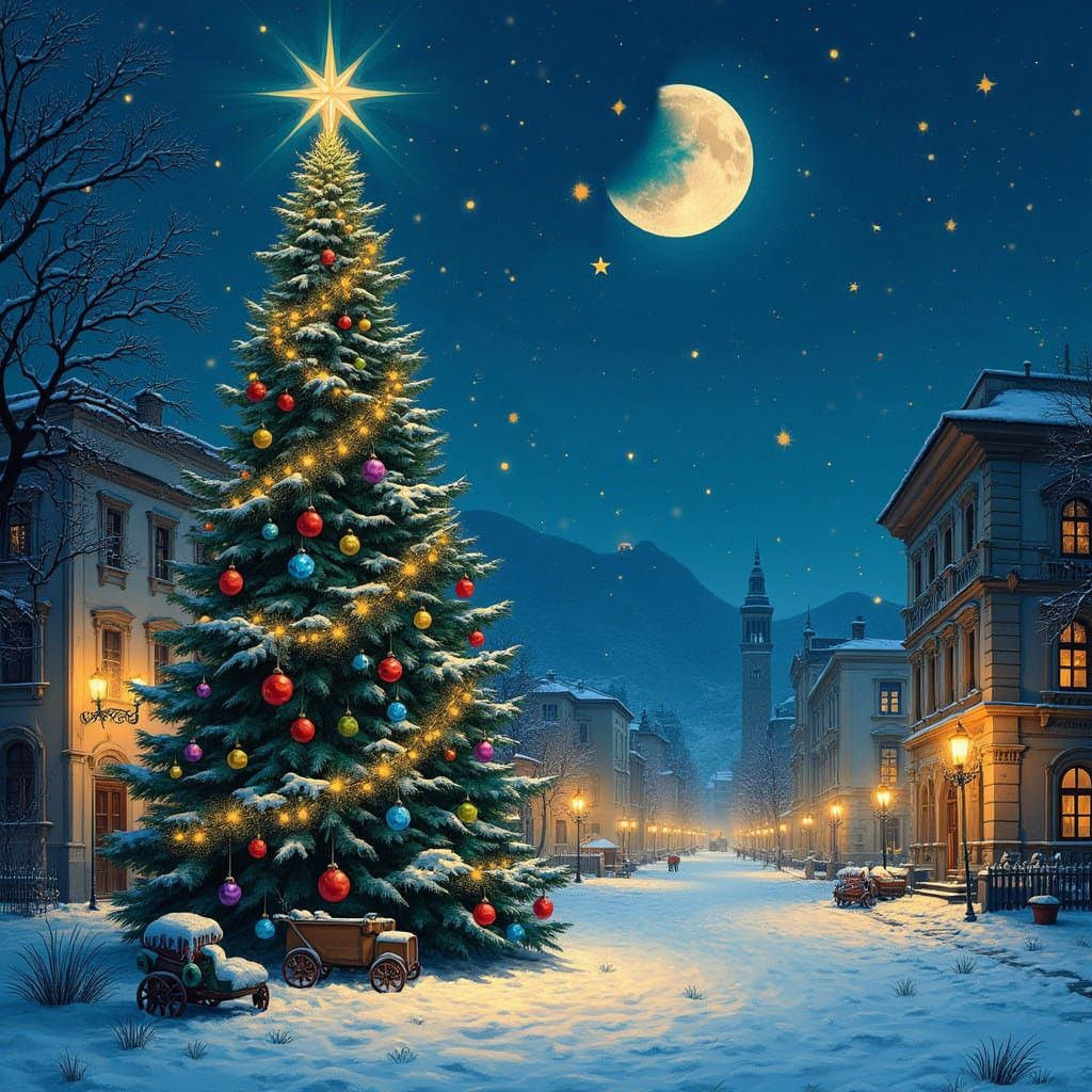 Winter Landscape Christmas Message in Soft Blue Tone