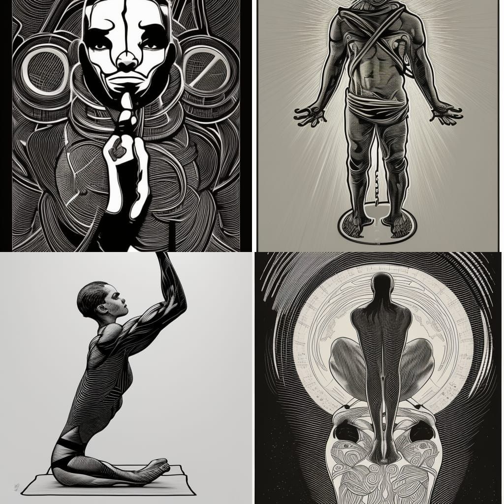 Faceless Man in Handstand: A Linocut Portrait