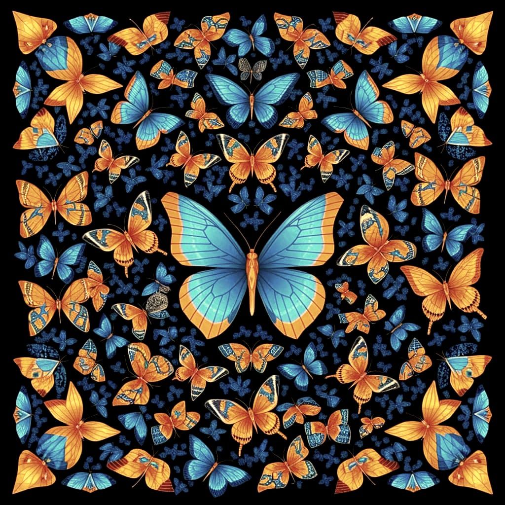 Escher Style Butterfly Tessellation Kaleidoscope