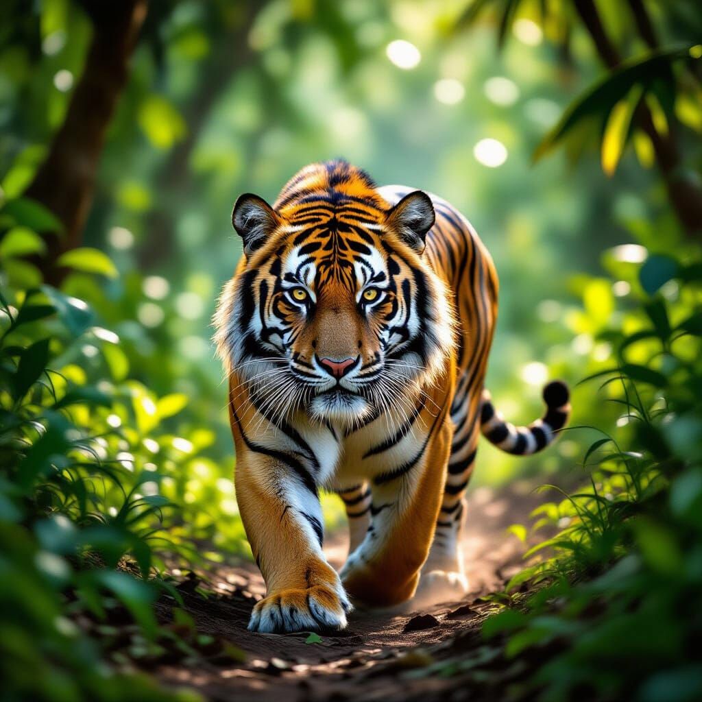 Majestic Bengal Tiger in Lush Rainforest