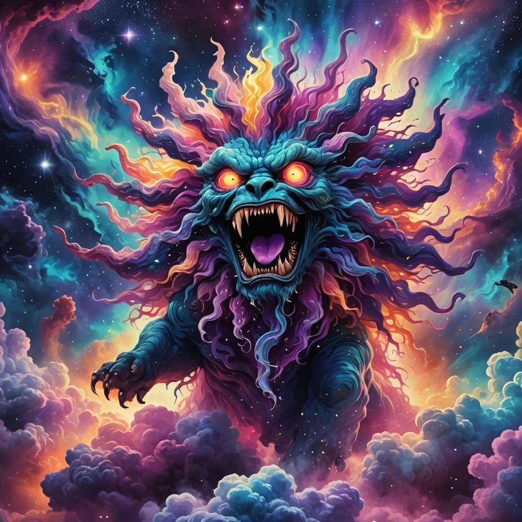 Cosmic Monster Floats Through Iridescent Galaxy