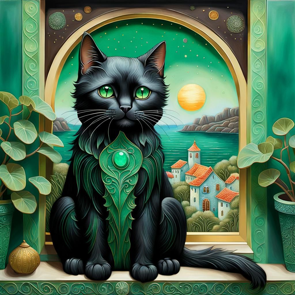 Dreamlike Cat and Dog Bas Relief in Zaffre Hues