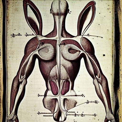 16th Century Anatomy Diagram with Bunny Ears