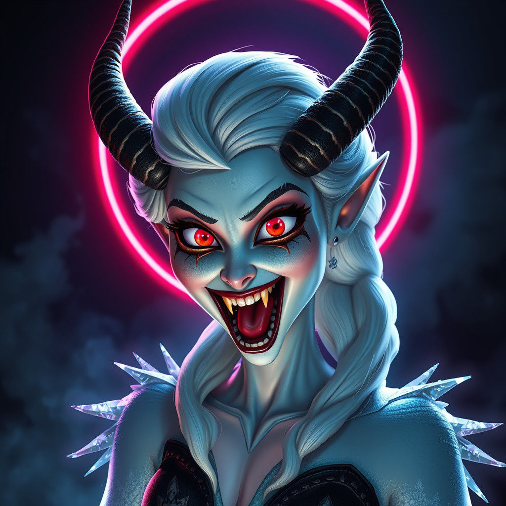 Demonic Ice Queen in Dark Fantasy Style