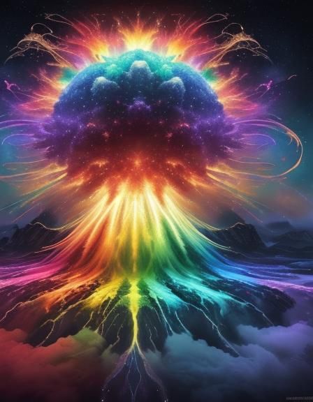 Rainbow Explosion in Splash Art Style