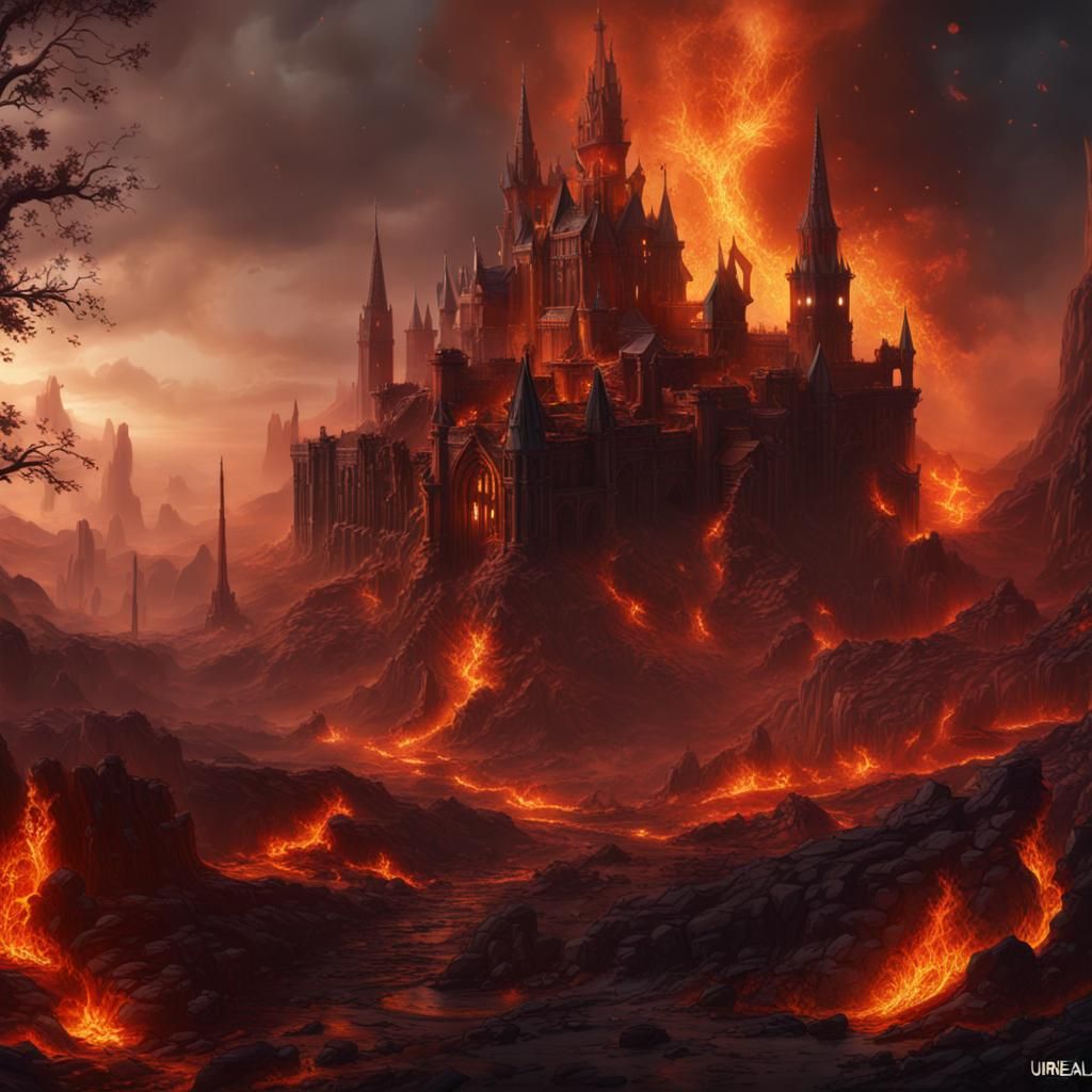Detailed Hellfire Matte Painting in Unreal Engine 5