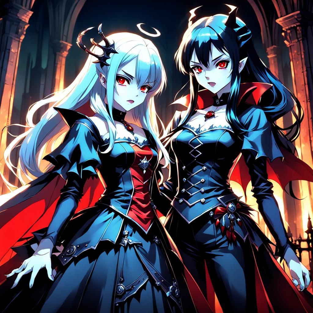 Vampire Queen and Princess in Anime Manga Style