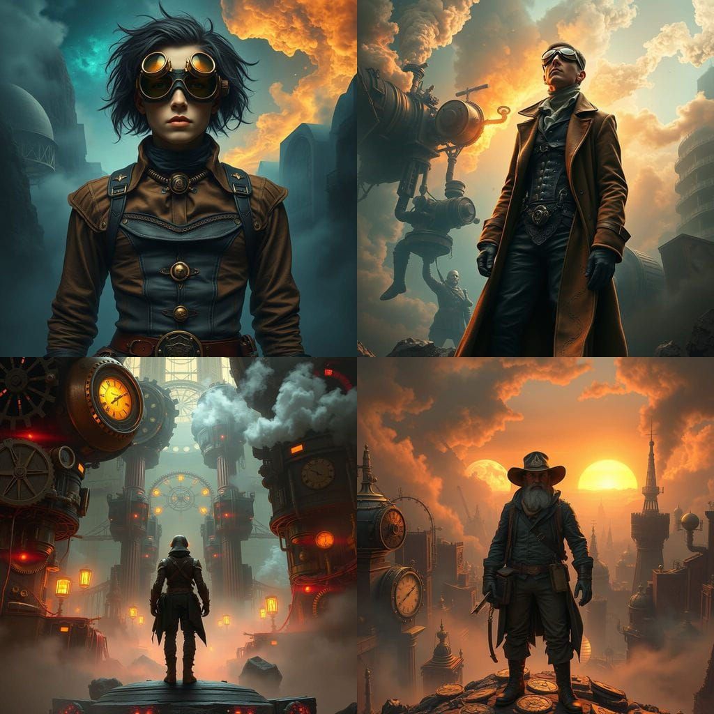 Steampunk Explorer Amidst Parallel Worlds