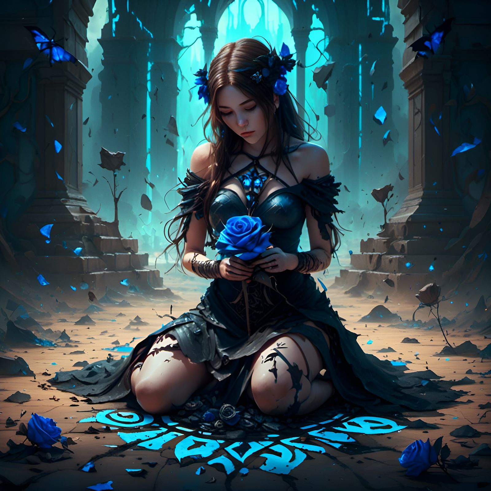 Heartbroken Viking with Rose and Shattered Portal