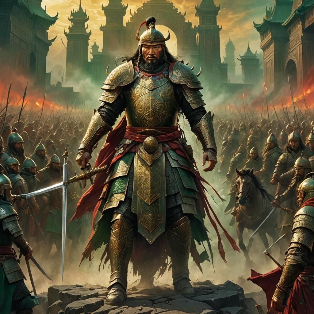 Genghis Khan in His Kingdom: Epic Fantasy Art
