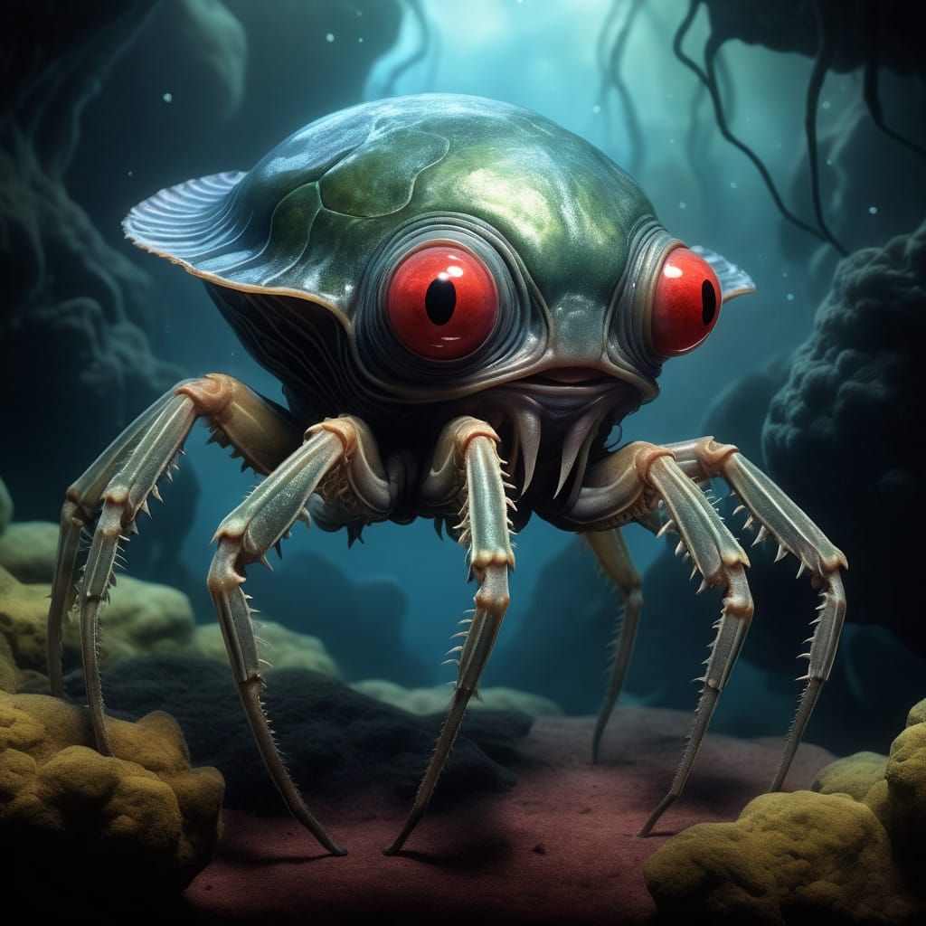 Alien Exoplanet Creature: Gelatinous, Iridescent Being with...