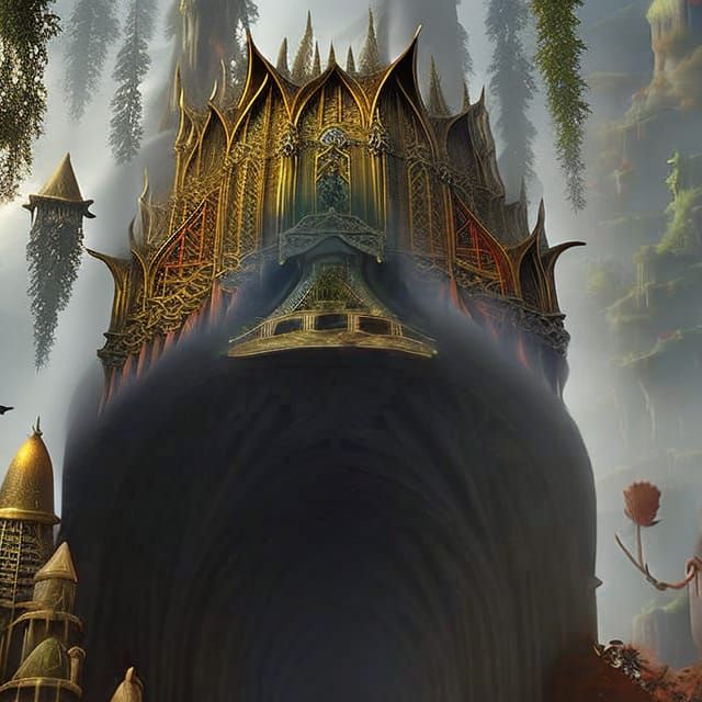 Road Emerges From Camera Lens: Detailed Fantasy Art