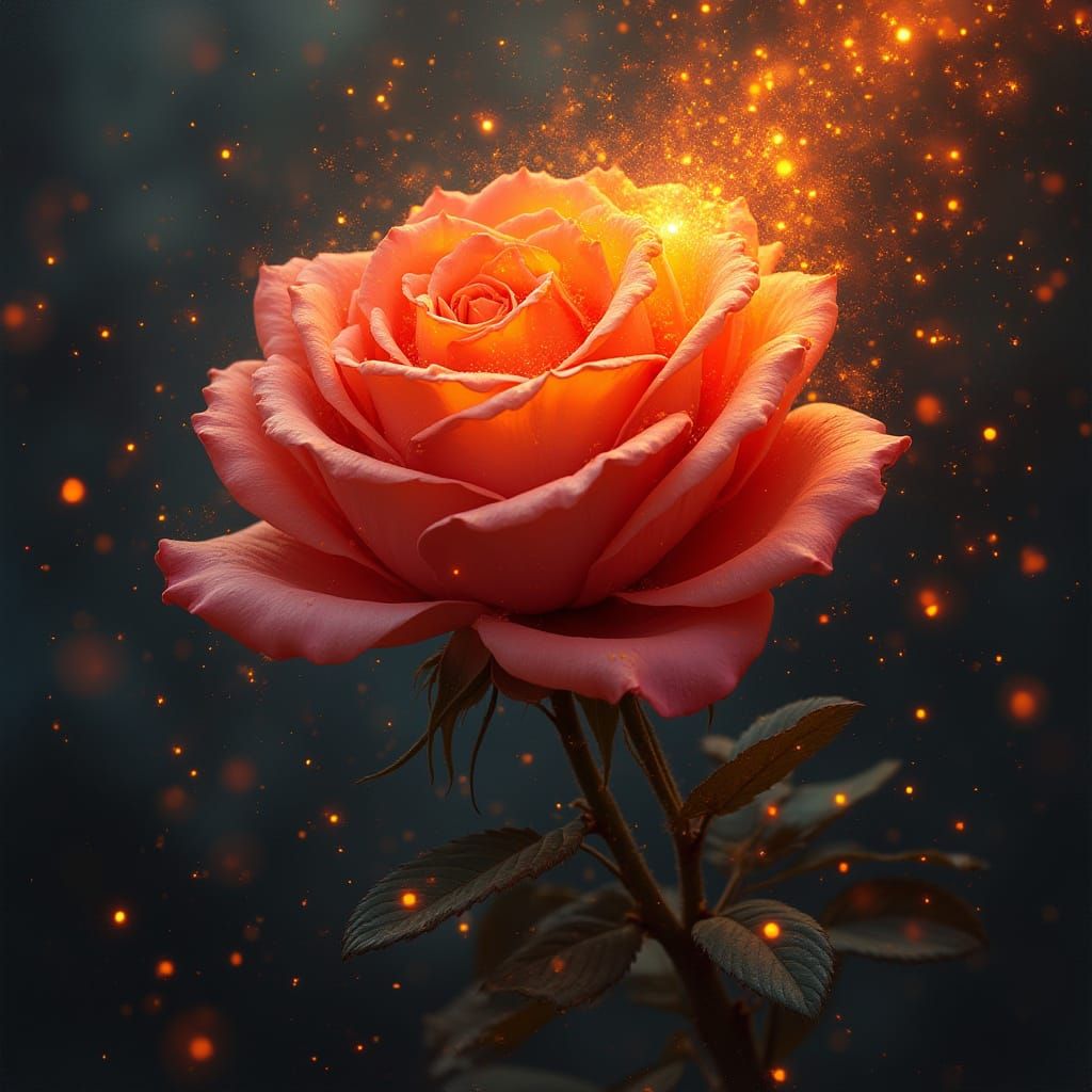 Rose Ablaze: Fiery Digital Art