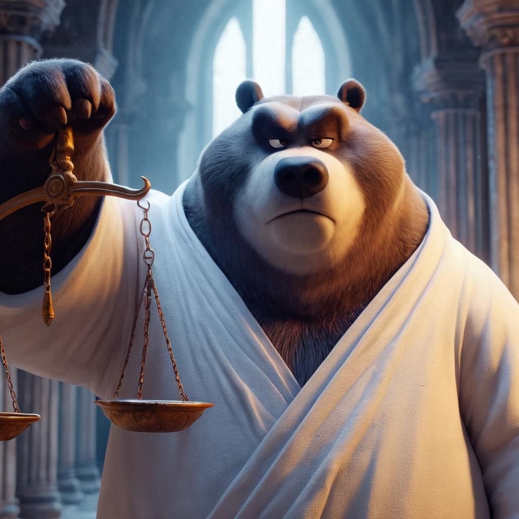 Obese Bear-Justice in Gothic Stone Surroundings