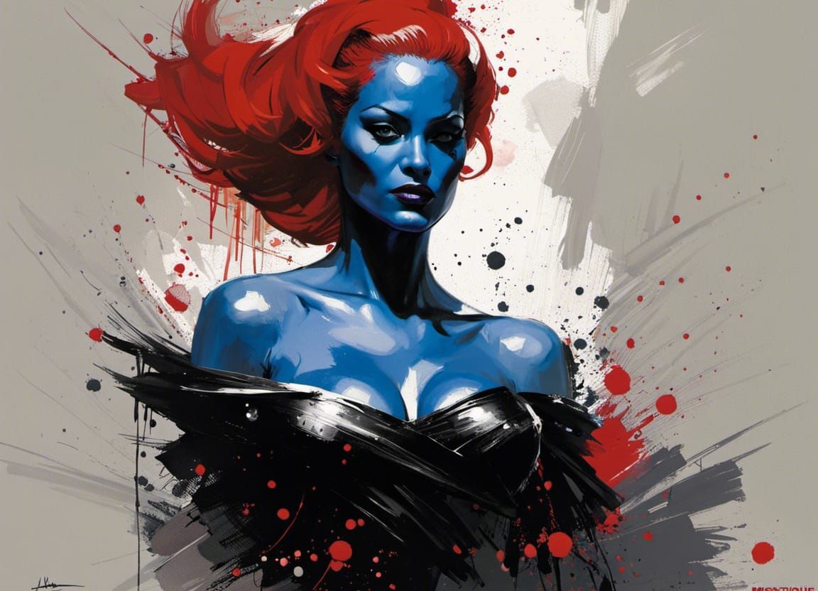 Mystique Action Portrait in Graffiti Art Style