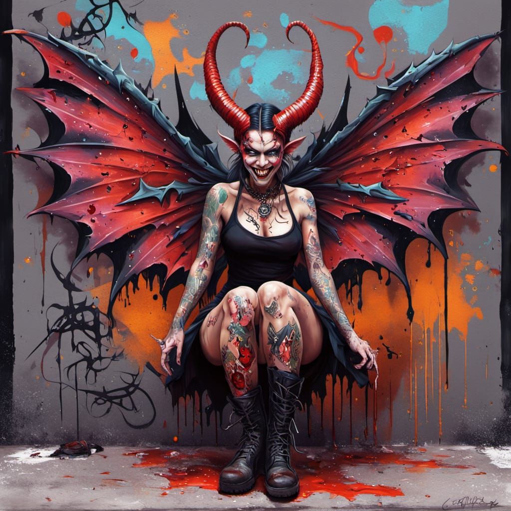 Surreal Devil Fairy in Graffiti Art Style