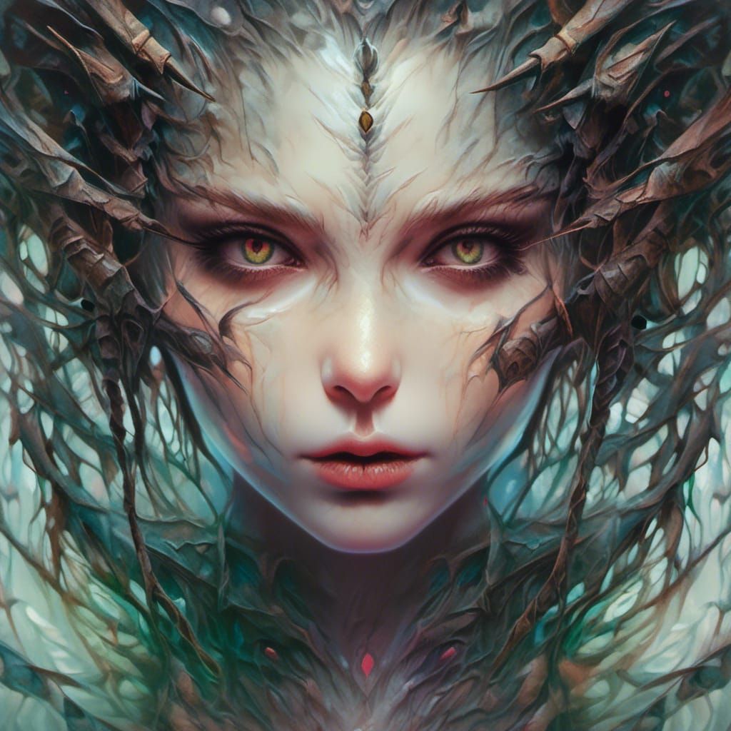 Medusa Archer in Dark Fantasy Pulp Comic Art