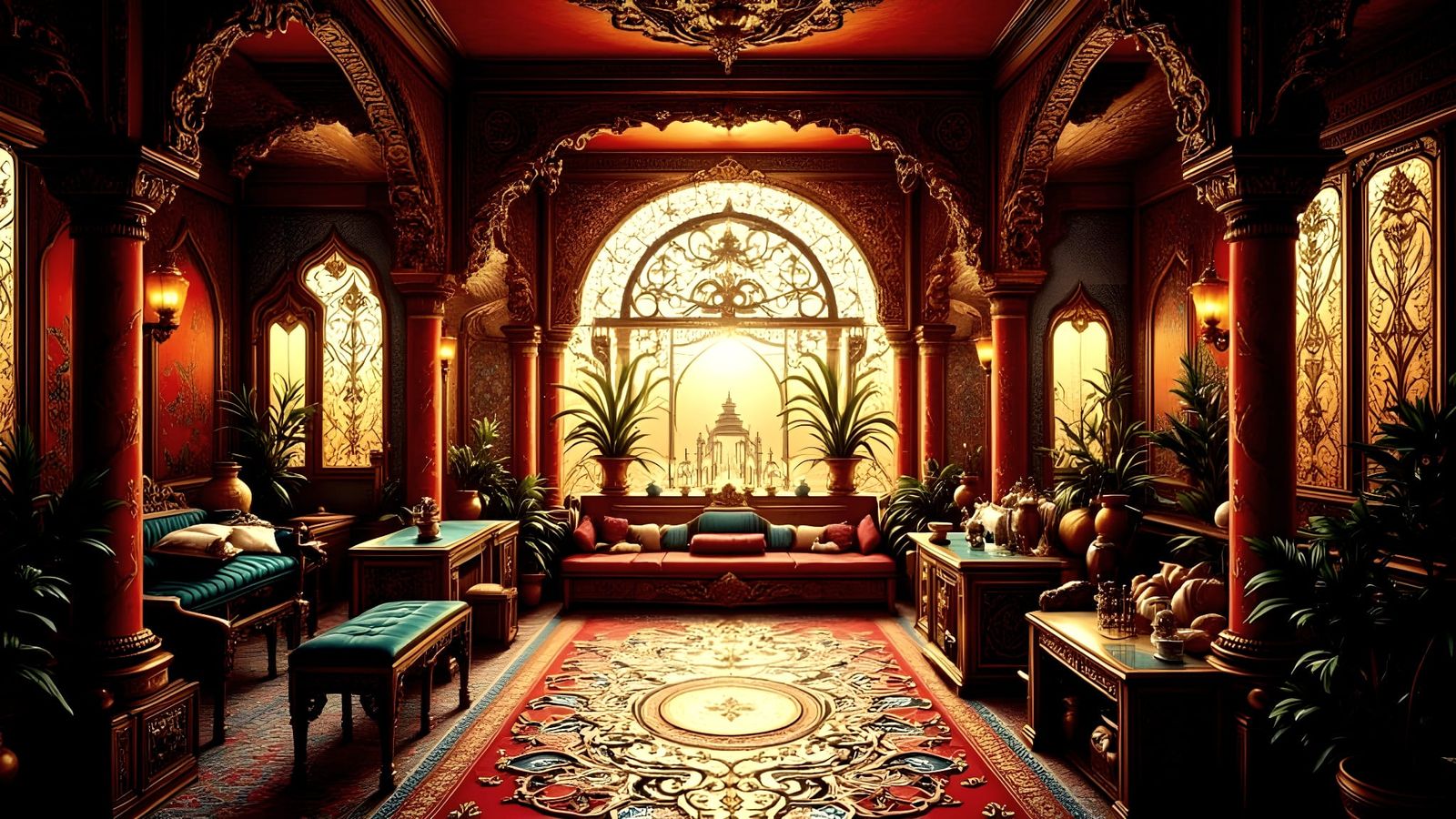 Photorealistic Oriental Mosaic Tile Interior