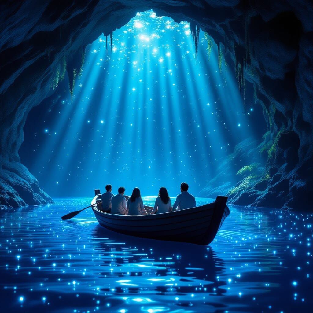 Bioluminescent Cave Boat Journey in New Zealand