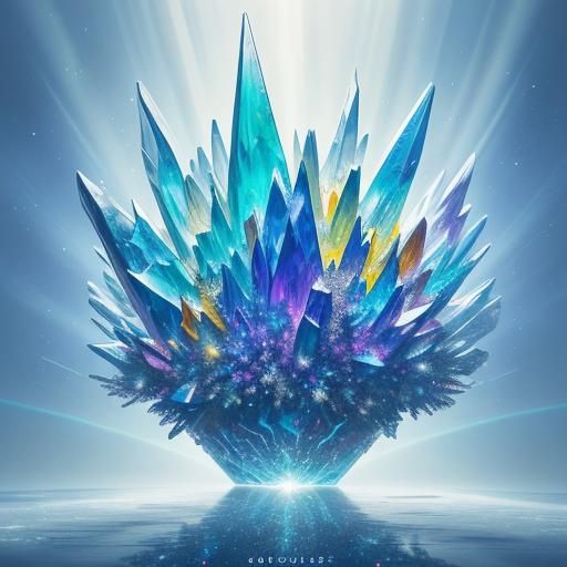 Radiant Crystal Cluster in Colorful Graffiti Art Style