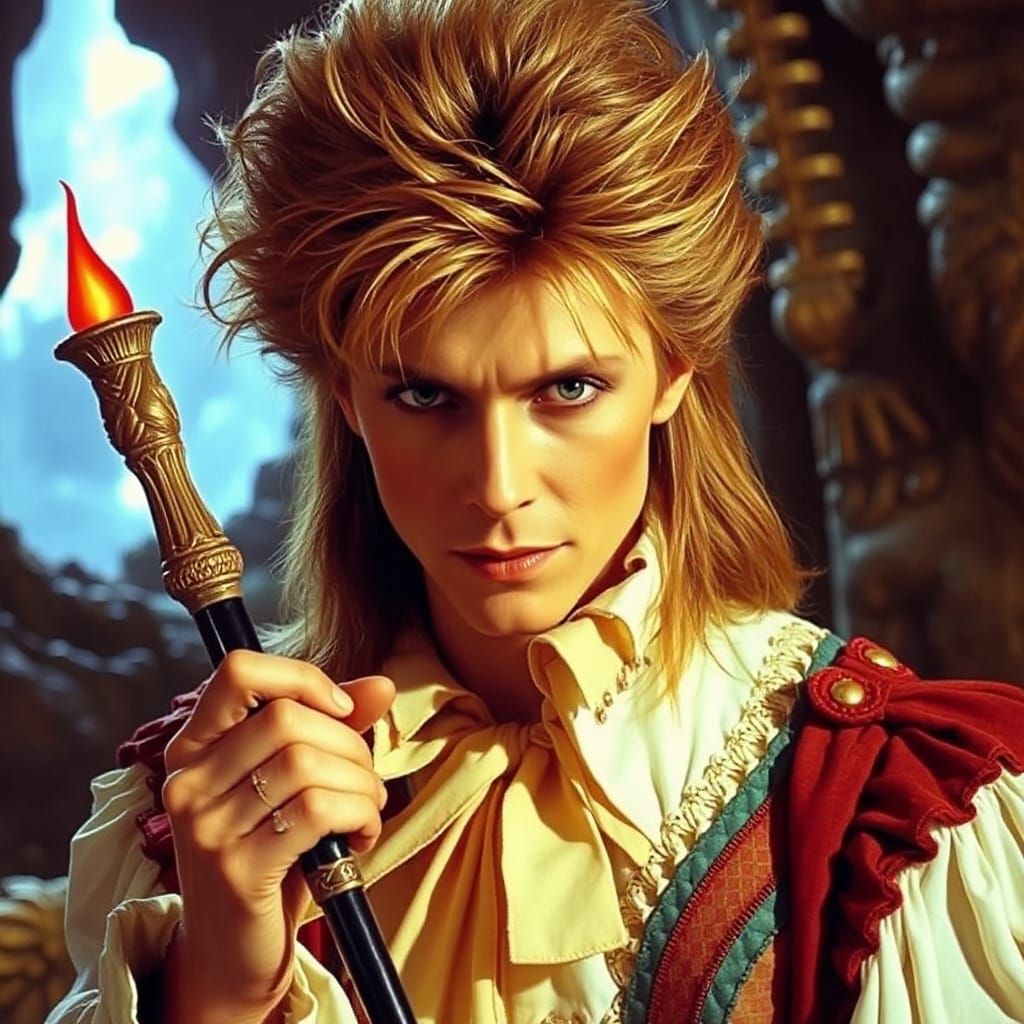 King Jareth's Enchanted Labyrinth in Vibrant Fantasy Style