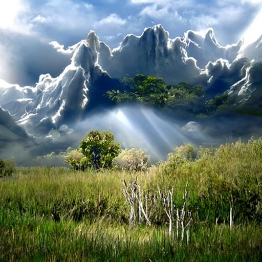 Heavenly Savanna Dreamscape in Matte Painting Style