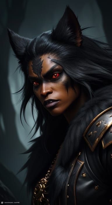 Savage Vampire Beast in Dark, Fierce Portrait