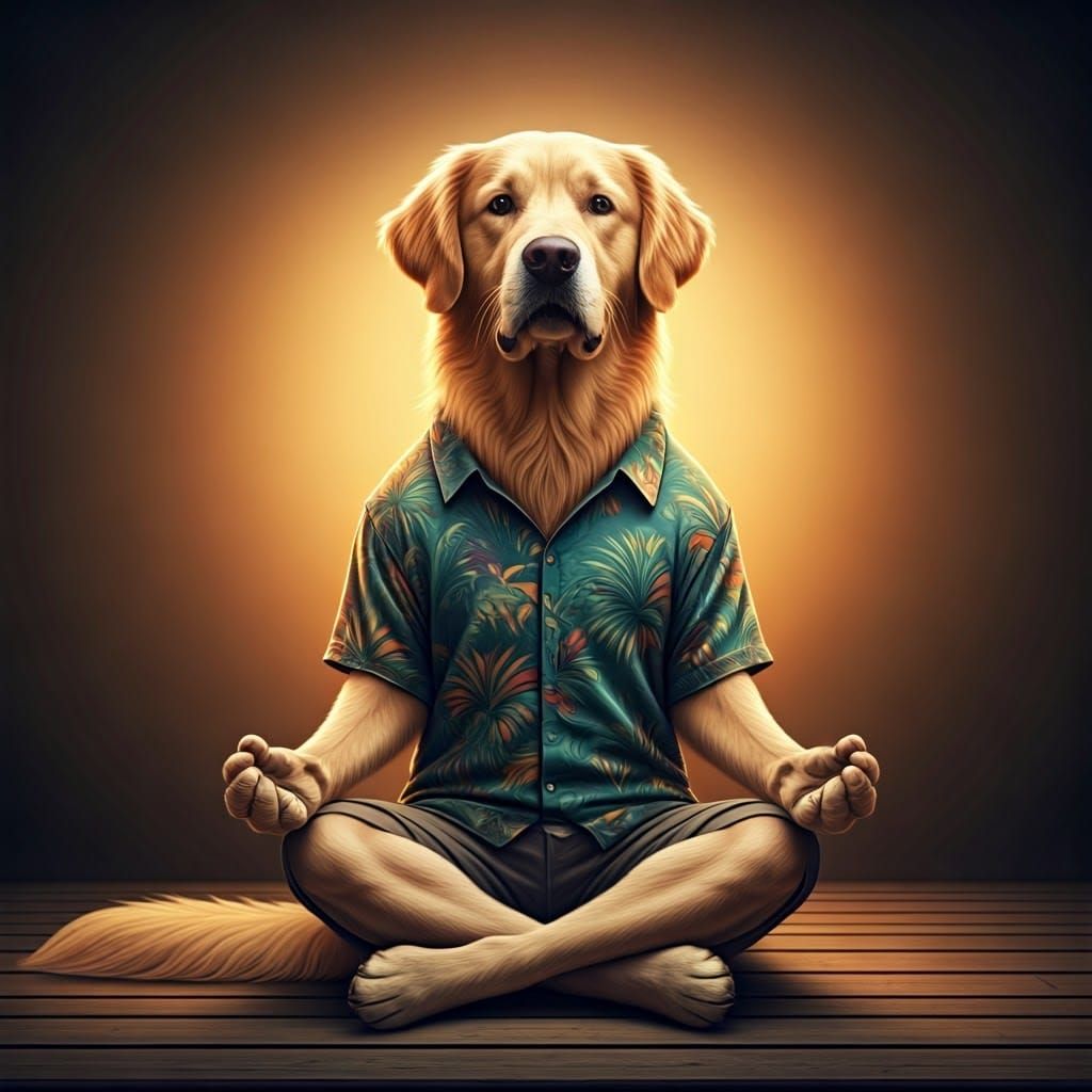Golden Retriever Dog Achieves Zen State