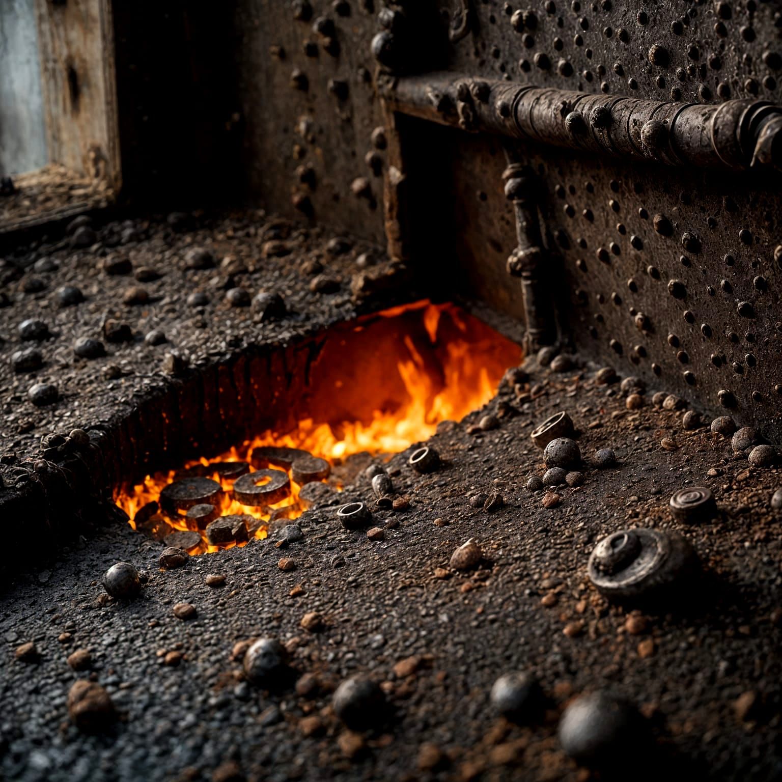 Detailed Rusty Blacksmith Workshop with Tools and Furnace