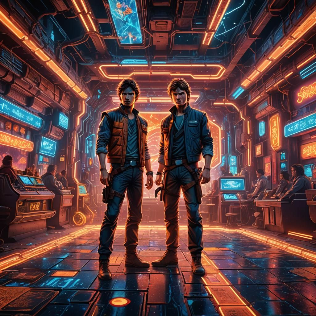 Songoku vs Han Solo in Neon Galaxy Bar