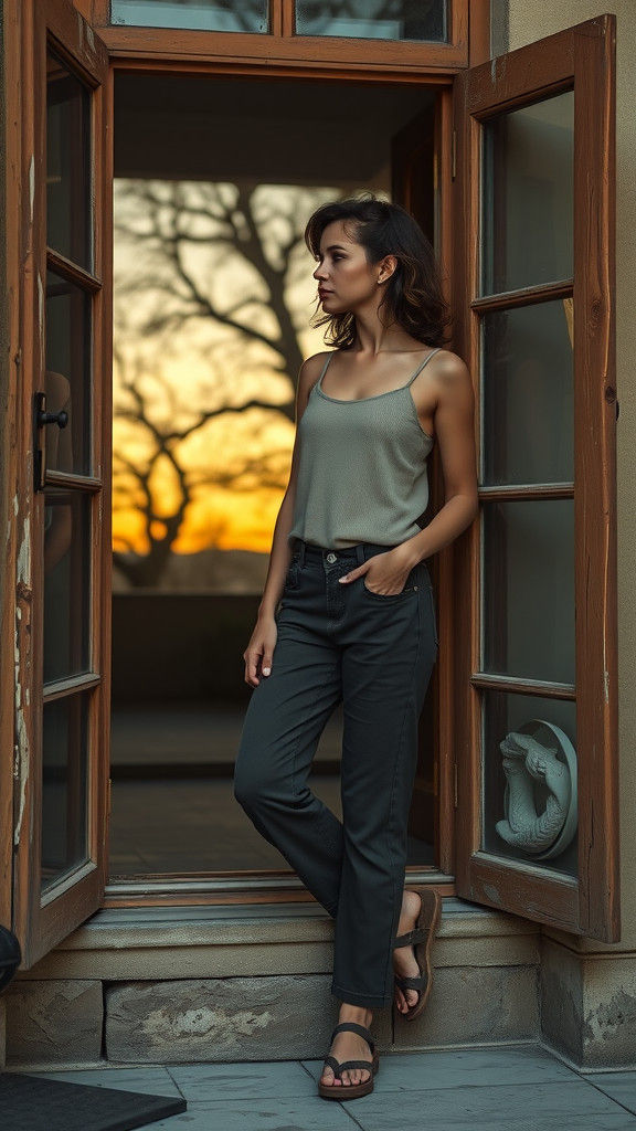 Melancholic Woman Gazing Through Window, in Wyeth Style