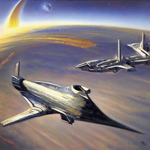 Starship in Oil Painting Style