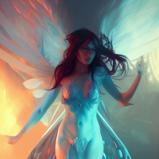 Evil Angel Concept Art in Hyperdetailed Style