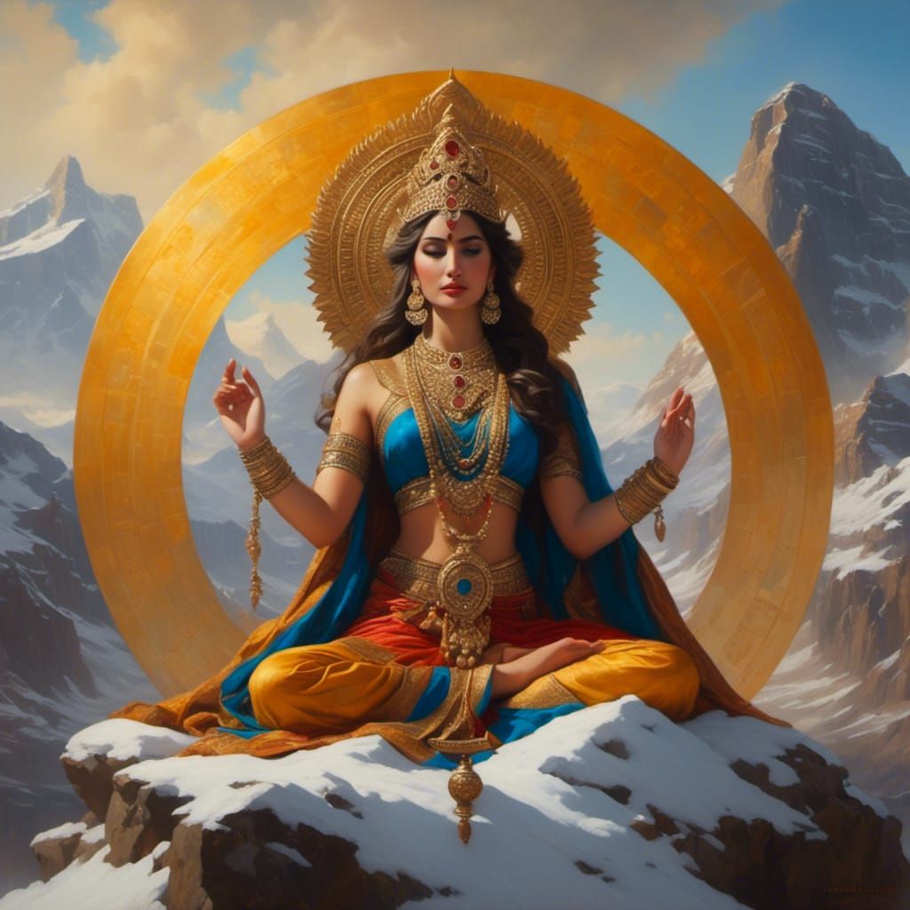 Goddess Parvati Meditates on Mount Kailash