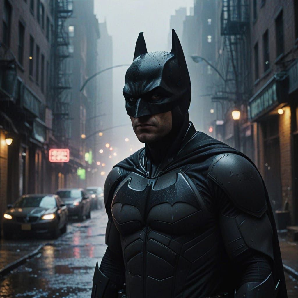 Batman in Gotham City: Cinematic Film Still