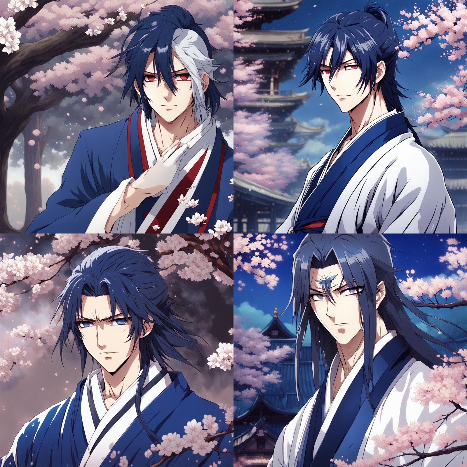 Buff Character in Cherry Blossom Park, Anime Style