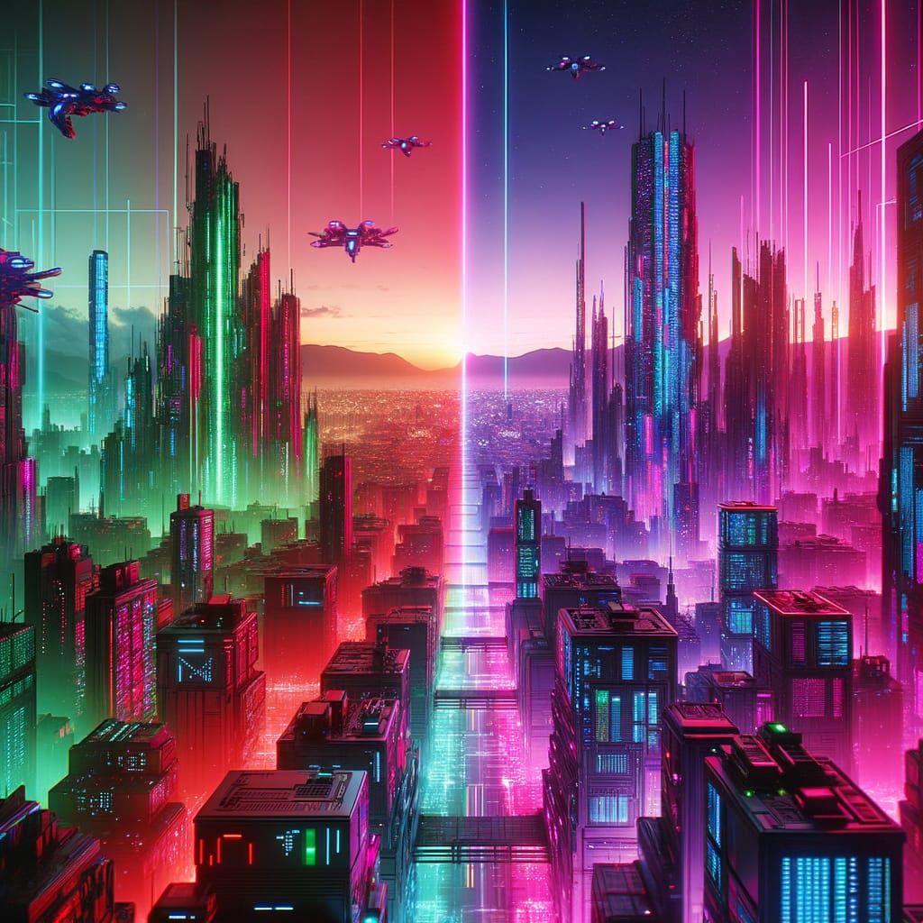 Neon Dreams in Cyberpunk Cityscape