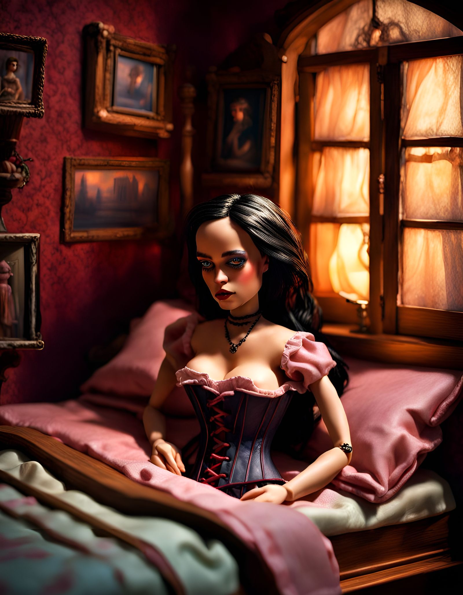 Hyperrealistic Dollhouse Bordello with Female Doll