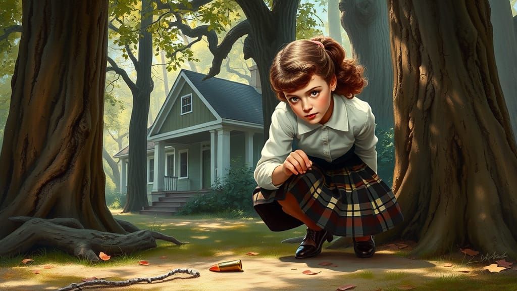 Wholesome Girl Detective Discovers Clue in Forest Glen