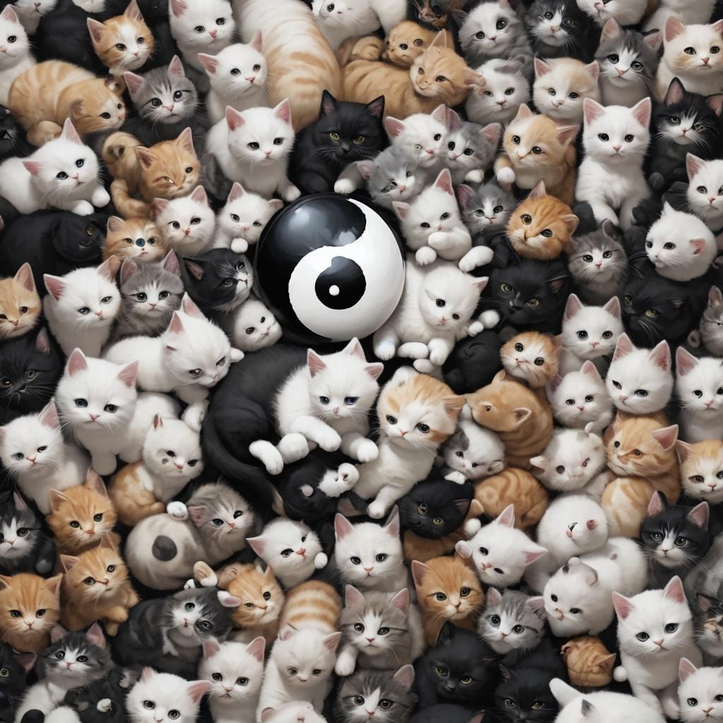 Yin Yang Kittens in 3D Anime Style