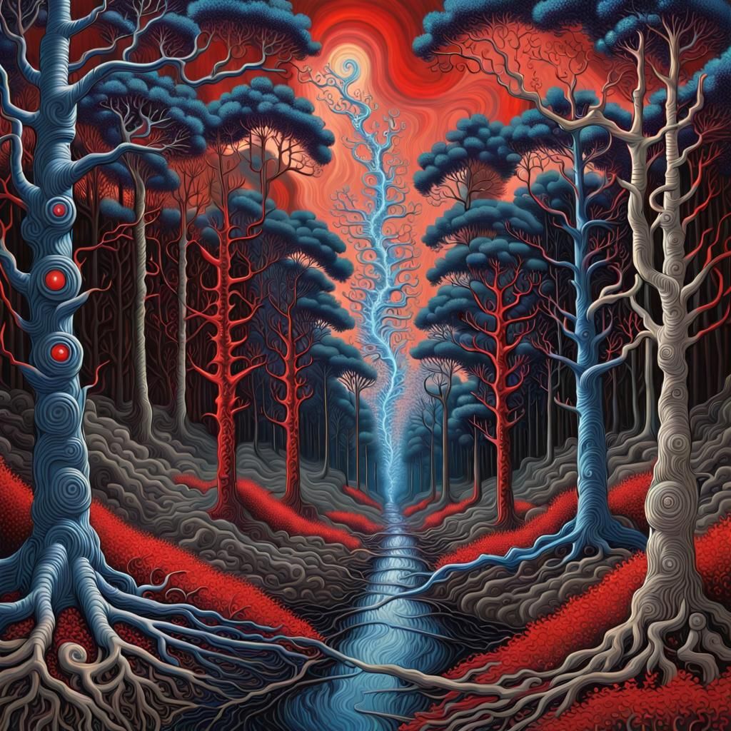 Liquid Metal Forest with Electric Lightning
