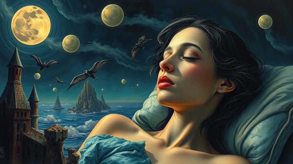 Ethereal Dreamer in Surreal Symbolist Landscape