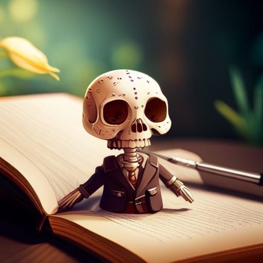 Floral Skeleton Portrait in Fantasy Illustration Style