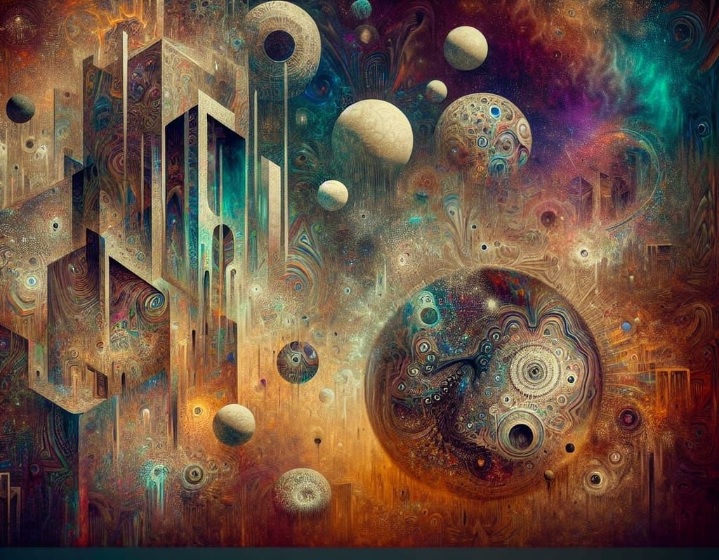 Eerie Hallucinations in a Dark Abstract Realm