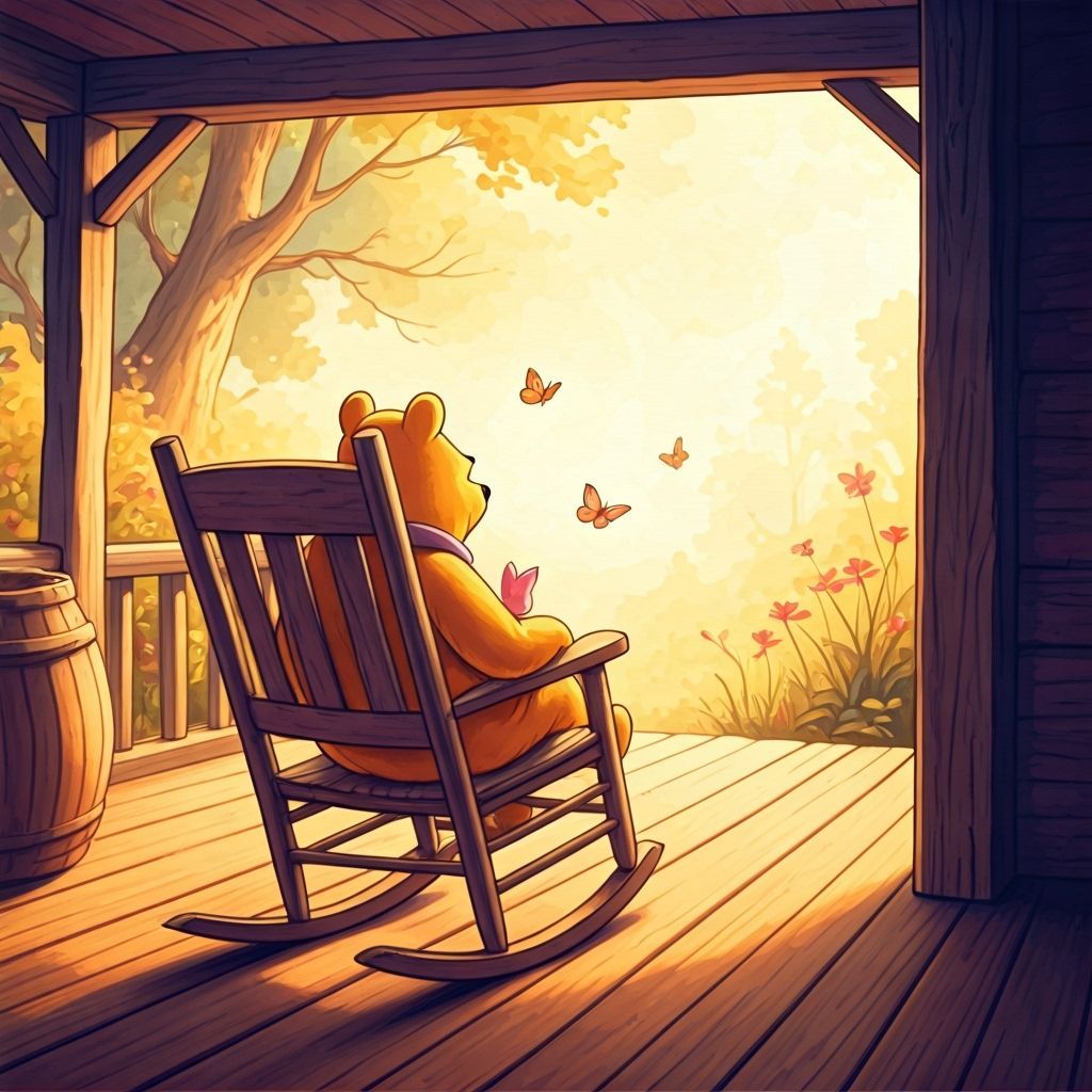 Pooh and Piglet Reflect, Watercolor Disney Style