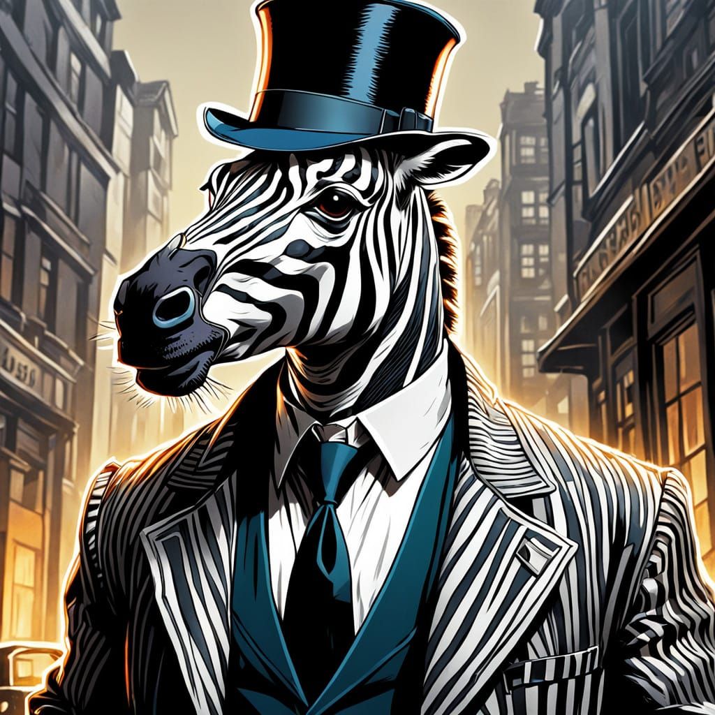 Sherlock Zebra Crusader in Bold Comic Book Art