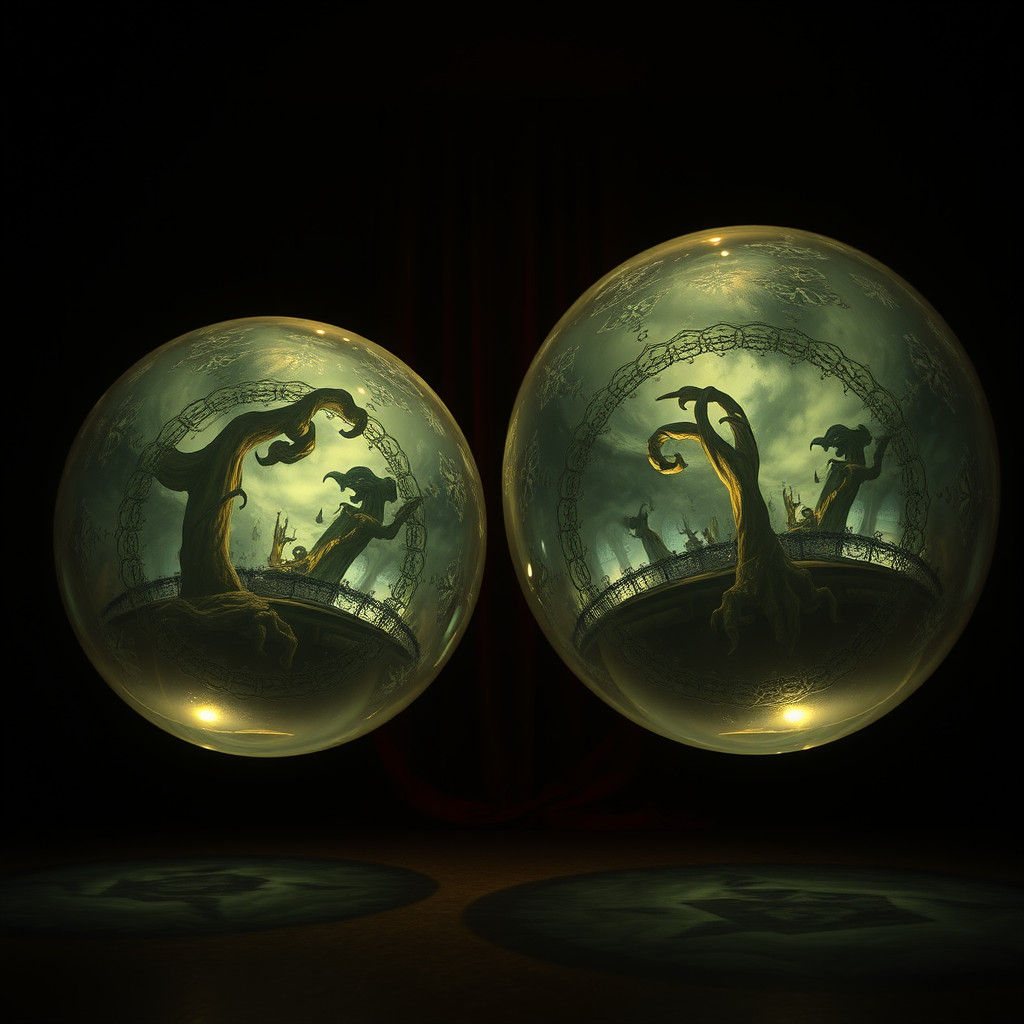Ethereal Crystal Balls Reflecting Surreal Dreamscapes