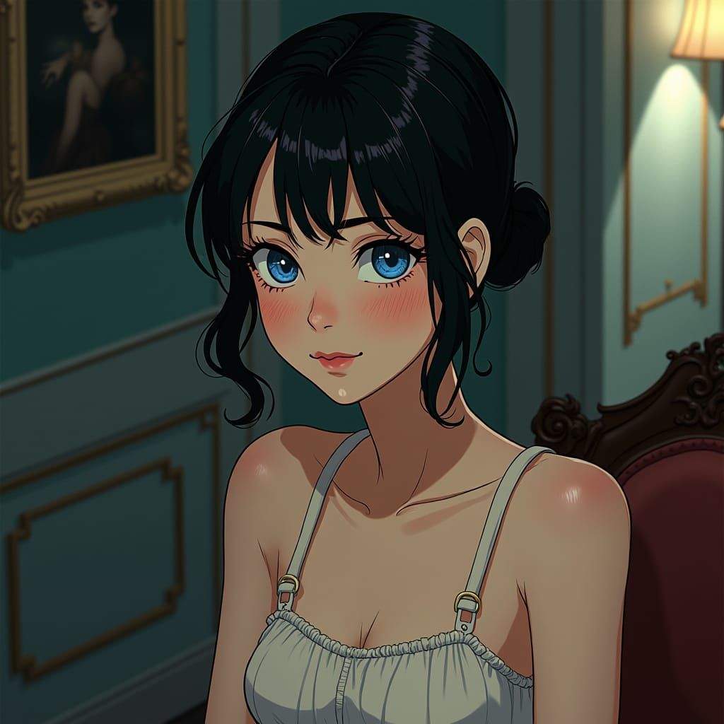 Anime Woman with Blue Eyes in Studio Trigger Style