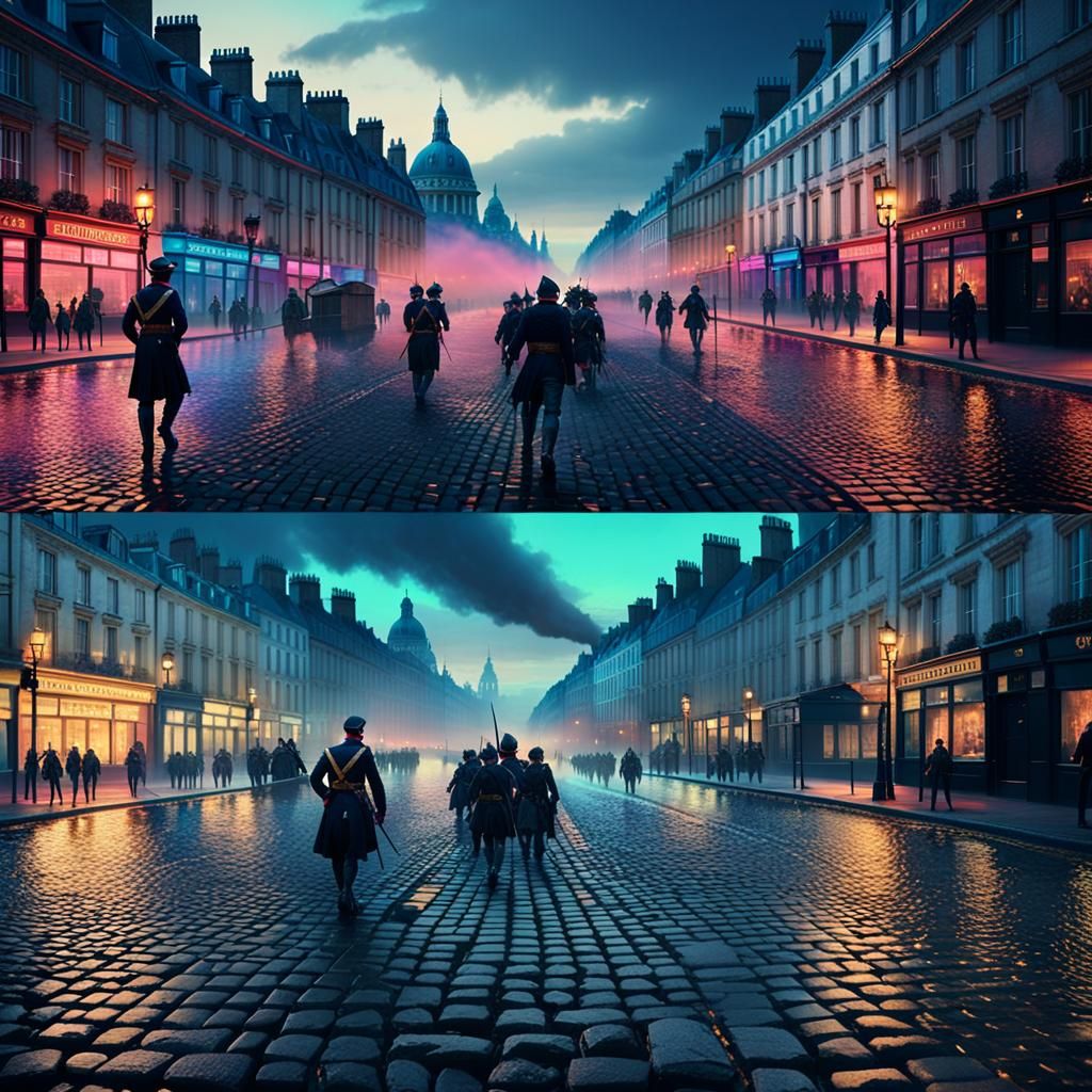 London and Paris at War in Fluorescent Dystopia