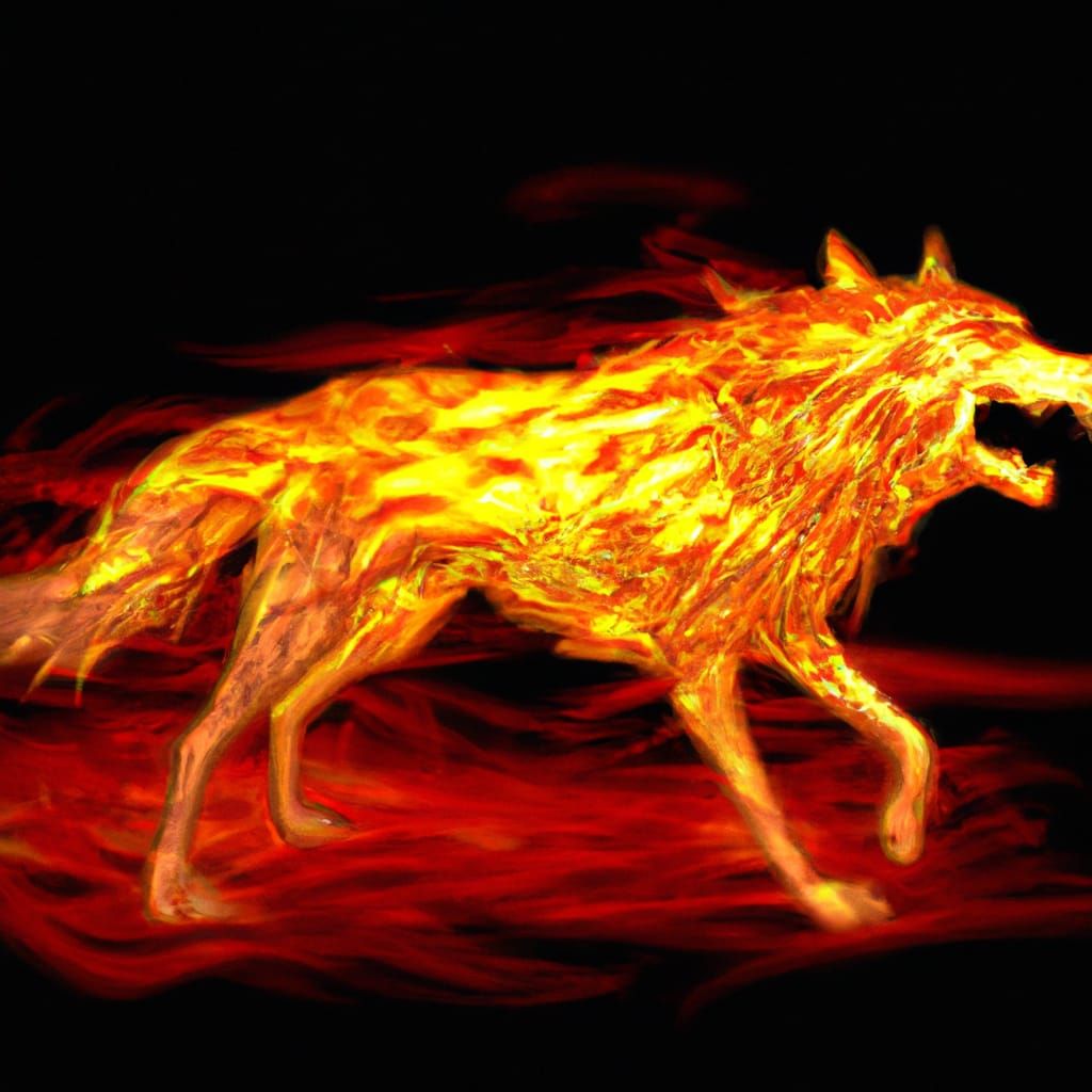 Fiery Mythical Wolf in 3D